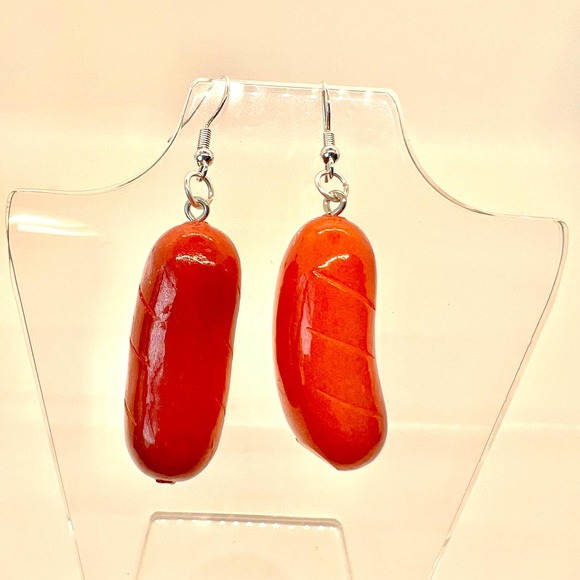 Grilled Hotdog Earrings - Summer Earrings - Bratwurst Earrings - BBQ Earrings - Picture 1 of 9